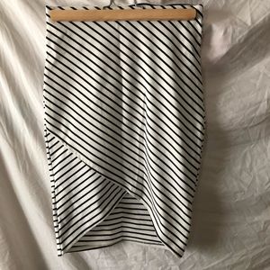 Zara faux wrap skirt size M black and white stripe